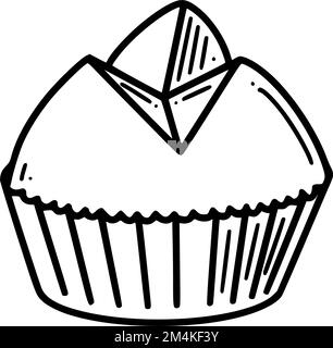 Fa gao, illustrazione vettoriale della torta di fortuna cinese. Dessert cinese di Capodanno in stile doodle. Illustrazione Vettoriale