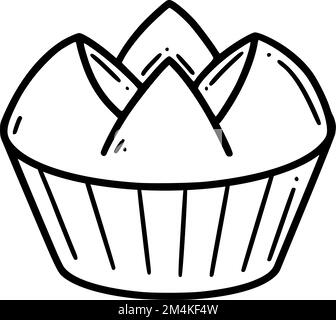 Fa gao, illustrazione vettoriale della torta di fortuna cinese. Dessert cinese di Capodanno in stile doodle. Illustrazione Vettoriale
