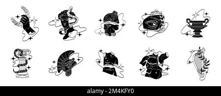 Set di antiche statue in marmo Illustrazione Vettoriale