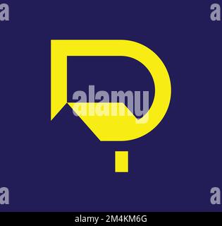 Un bel design della casa come la lettera d logo in un colore giallo Illustrazione Vettoriale