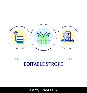 Icona del concetto di ciclo di taglio automatico del prato Illustrazione Vettoriale