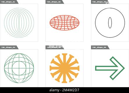 Forme di brutalismo. Grande collezione di simboli geometrici grafici astratti. Icone piatte e minimaliste. Illustrazione Vettoriale