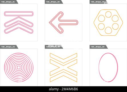 Set vettoriale di Y2K. Grande set di oggetti retrò per il design. Oggetti in stile Y2K. Illustrazione Vettoriale