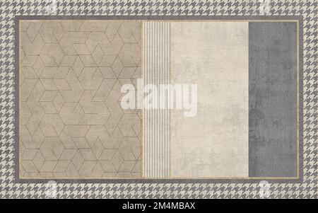 Linea astratta trama motivo geometrico tappeto, sfondo grigio. Foto Stock