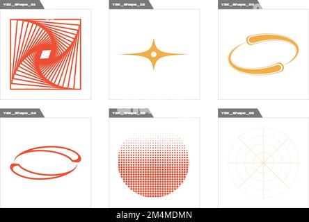 Set vettoriale di Y2K. Risorse grafiche straordinarie. Oggetti in stile Y2K. Illustrazione Vettoriale