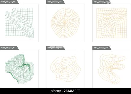 Raccolta di Y2K elementi. Grande set di oggetti retrò per il design. Elementi per decorazione grafica. Illustrazione Vettoriale