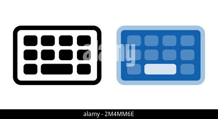 Icona dei tasti della tastiera impostata nell'illustrazione vettoriale blu piatto e bianco nero Illustrazione Vettoriale