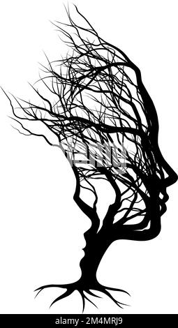 Illusione ottica Mamma Donna e Bambino albero volti Illustrazione Vettoriale