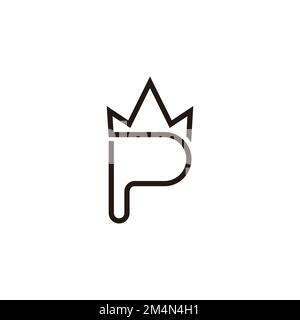 lettera p vettore logo corona sottile Illustrazione Vettoriale