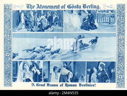 Versione originale British Herald / Flyer per LARS HANSON e GRETA GARBO nella SAGA di GOSTA BERLINGS / L'ESPIAZIONE DI GOSTA BERLING / LA SAGA DEL regista DI GOSTA BERLING 1924 MAURITZ STILLER romanzo Selma Lagerlof Svensk Filminduri (SF) Foto Stock