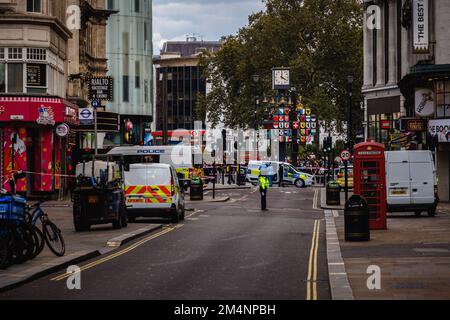 Una scena criminale vicino a Leicester Square. Foto Stock