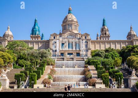 Vista alla galleria d'arte del Palazzo Nazionale di Montjuic, Barcellona, Spagna Foto Stock