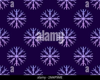 Pattern senza cuciture con Helm of Awe o Helm of Terror in stile pixel art. Helm pixelato di stupore. Stile dei giochi retrò a 8 bit degli anni '80s e '90s. Design Illustrazione Vettoriale