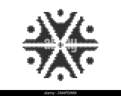 Simbolo del dio Perun in stile pixel. Mitologia slava pixellata, il dio del fulmine. Stile dei giochi retrò a 8 bit degli anni '80s e '90s. Progettazione per Illustrazione Vettoriale