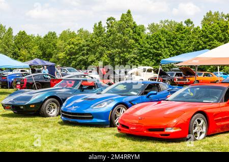 Chevrolet Corvette in mostra ad un salone di auto a Fort Wayne, Indiana, USA. Foto Stock