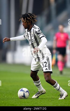 Torino, Italia. 22 dicembre 2022. Samuel Mbangula Tshifunda del Juventus FC in azione durante la partita di calcio amichevole tra Juventus FC e HNK Rijeka. Credit: Nicolò campo/Alamy Live News Foto Stock