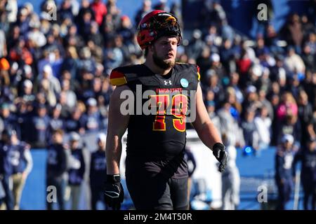 Ferris state Bulldogs Tackle Bryce George (79) viene a margine durante il terzo trimestre della NCAA Division II National Championship College fo Foto Stock