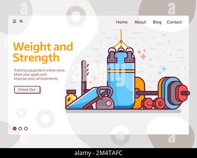 Banner Web per la formazione su peso e resistenza in linea Illustrazione Vettoriale