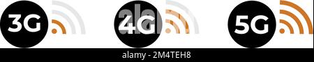 Icone vettoriali moderne di 5g icona, 4g logo rete vettoriale tecnologia 3G icona Illustrazione Vettoriale