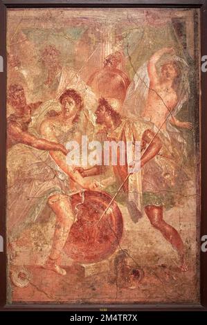 Achille a Sciro - cresco - Pompei, Casa dei Dioscuri, tablino, parete sud - i sec. D.C. Foto Stock