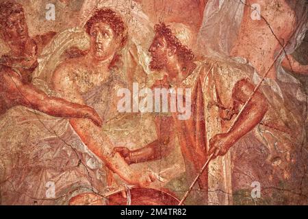 Particolare da “ Achille a Sciro “- affrescato - Pompei, Casa dei Dioscuri, tablino, parete sud - i sec. D.C. Foto Stock