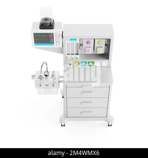 Un'illustrazione di rendering 3D di una macchina per anestesia isolata su sfondo bianco Foto Stock