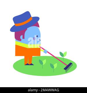 Illustrazione di un giardiniere e piante - lifestyle fatti atteggiamento tema di progettazione Foto Stock