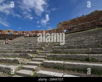 Teatro Greco, Taormina, Sicilia, Italia, Europa Foto Stock