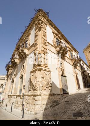 Palazzo Beneventano, Scicli, Sicilia, Italia Foto Stock