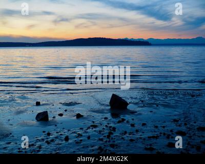 Tramonto a Steilacoom Foto Stock