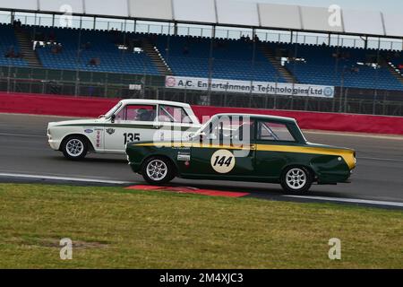 Peter Reynolds, Daniel Quintero, Ford Lotus Cortina, David Dickenson, Ford Lotus Cortina, Adrian Flux Trophy per Transatlantic Pre ’66 Touring Cars, p Foto Stock