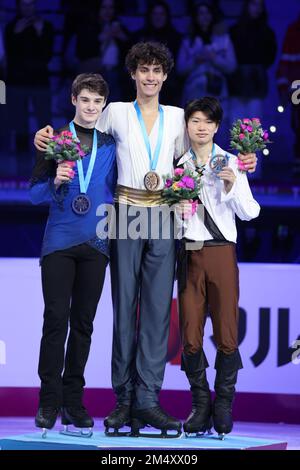 Palavela, Torino, Italia, 10 dicembre 2022, Il Podium dei Junior Men durante le finali del Gran Premio di pattinaggio ISU 2022 - Day3 - Ice Sports Foto Stock