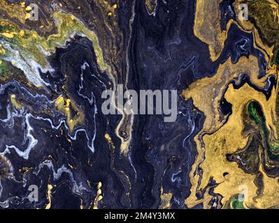 Sfondo di design in marmo Ebru art. Illustrazione d'arte unica. Consistenza liquida del marmo. Sfondo astratto. Motivo colorato per la stampa su seta. Disegno a mano Foto Stock