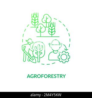 Icona del concetto di gradiente verde agroforestry Illustrazione Vettoriale