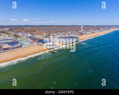 Vista aerea di Salisbury Beach, inclusi Broadway e Boardwalk nella città di Salisbury, Massachusetts, ma, USA. Foto Stock