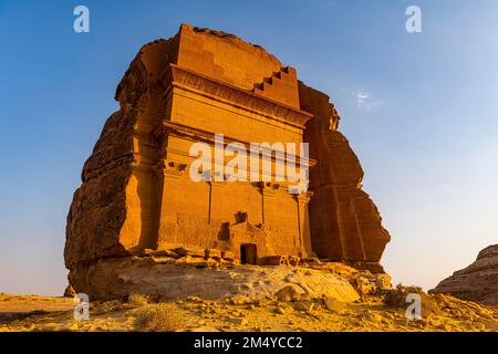 Tomba di Lihyan figlio di Kuza, sito dell'UNESCO Maidan Saleh o Hegra, al Ula, Regno dell'Arabia Saudita Foto Stock