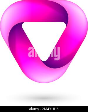 Logo astratto Infinite Impossible Loop Triangle. Logo icona aziendale. Concetto Creative Square Infinity Pink. Puzzle logico. Rin. Triangolare infinita Illustrazione Vettoriale