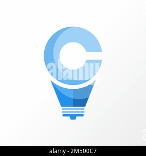 Lampada con lettera o parola C font immagine grafica icona logo disegno astratto concetto vettoriale stock. Può essere utilizzato come simbolo relativo a iniziale o intelligente. Illustrazione Vettoriale