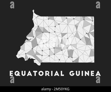 Guinea Equatoriale - mappa della rete di comunicazione del paese. Guinea Equatoriale design geometrico alla moda su sfondo scuro. Tecnologia, Internet, rete, Illustrazione Vettoriale