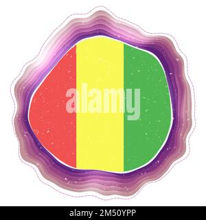 Bandiera della Guinea in cornice. Distintivo del paese. Segno circolare stratificato intorno alla bandiera della Guinea. Illustrazione vettoriale accurata. Illustrazione Vettoriale