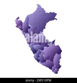 Mappa del Perù. Stile geometrico contorno paese. Elegante illustrazione vettoriale viola. Illustrazione Vettoriale