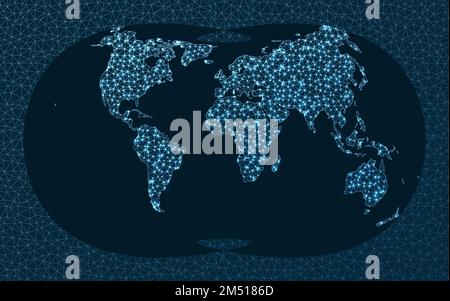 Mappa delle comunicazioni del mondo. Proiezione Laskowski. Rete mondiale. Elegante mappa delle connessioni. Illustrazione vettoriale. Illustrazione Vettoriale