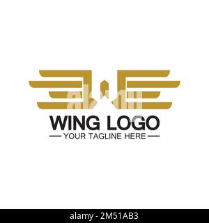 Lettera W per logo Wings, combinazione lettera w e ali Illustrazione Vettoriale