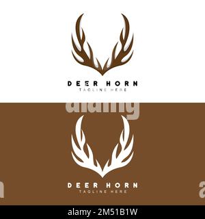 Deer Antler Logo, Antler icona Illustrazione, Natale Santa Animal Vector, Brand Design Illustrazione Vettoriale