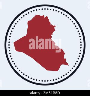 Francobollo rotondo della Repubblica di Iraq. Logo rotondo con mappa del paese e titolo. Distintivo elegante minimal Republic of Iraq con mappa. Illustrazione vettoriale. Illustrazione Vettoriale