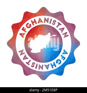 Logo Afganistan low poly. Colorato logo di viaggio gradiente del paese in stile geometrico. Multicolore poligonale Afghanistan segno arrotondato con mappa f Illustrazione Vettoriale