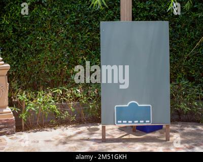 Etichetta di legno blu per mock up Foto Stock