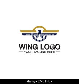 Lettera W per logo Wings, combinazione lettera w e ali Illustrazione Vettoriale