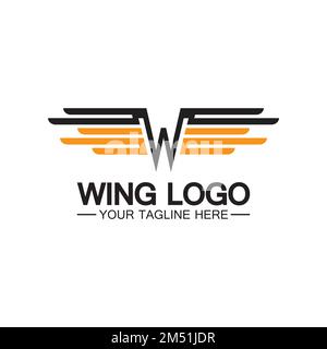 Lettera W per logo Wings, combinazione lettera w e ali Illustrazione Vettoriale