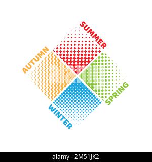Quattro stagioni mezzitoni geometrici Illustrazione Vettoriale